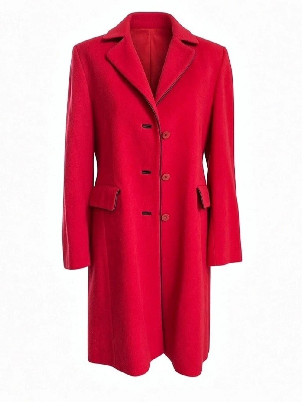 Anne Klein Wool-Cashmere Pea Coat in Red Size 8 Like New